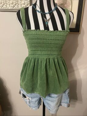 Y2K Juicy couture vintage Green Apple Smocked terry cloth Tank Top - Women's